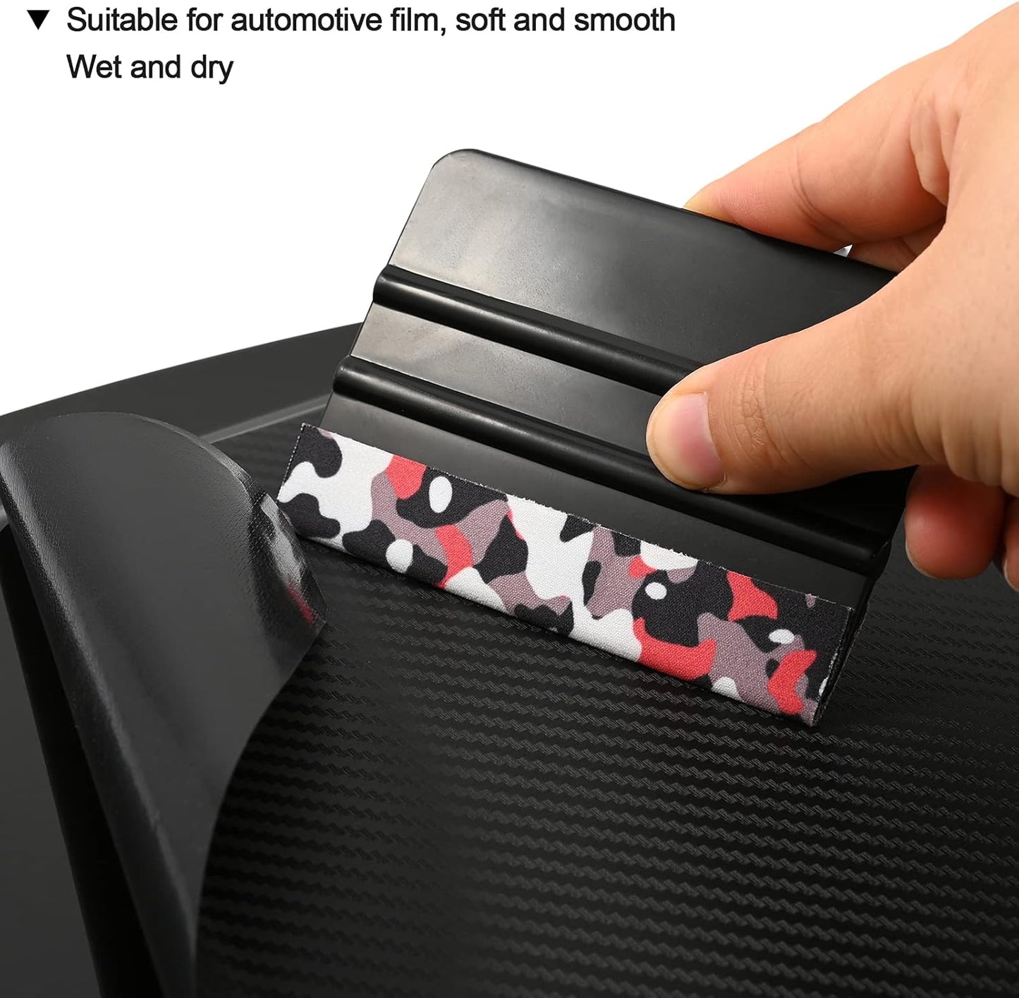 10-Pack Pre-Cut Vinyl Squeegee Felt Buffers – Camouflage Adhesive Strips for 4-Inch Squeegees